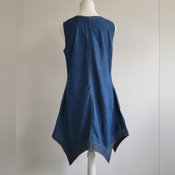 VINTAGE 100% COTTON Y2K Jean Dress with Waterfall Hem - Picture 4 of 11